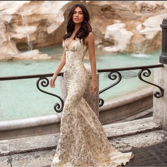 Alamour The Label Dresses & Skirts - Alamour The Label Gold Brocade Mermaid Gown Dress